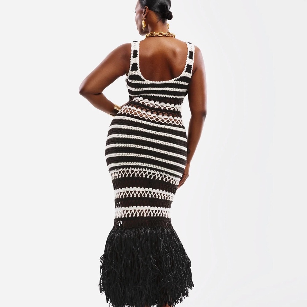 Hanifa Black and White Backless Dress